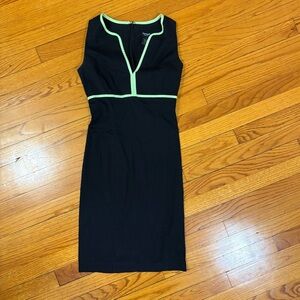Express Black Midi Dress with Neon Green Trim